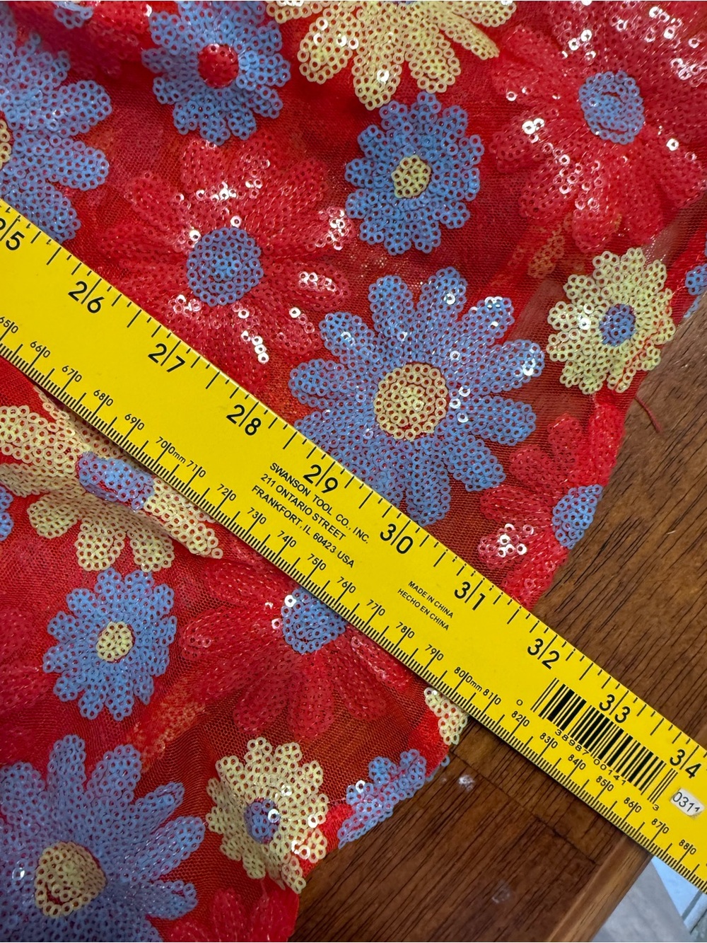 Queen of Sparkles Colorblock Daisy Sequin Dress Puff Sleeve Drop Waist Mini Med - Picture 5 of 10